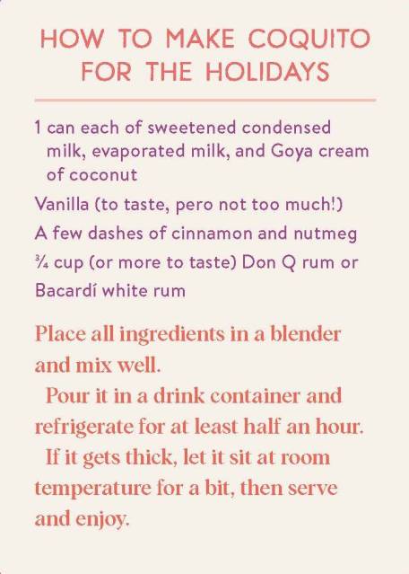 How to Make Coquito for the Holidays card from “The Little Deck of Abuelita Wisdom”